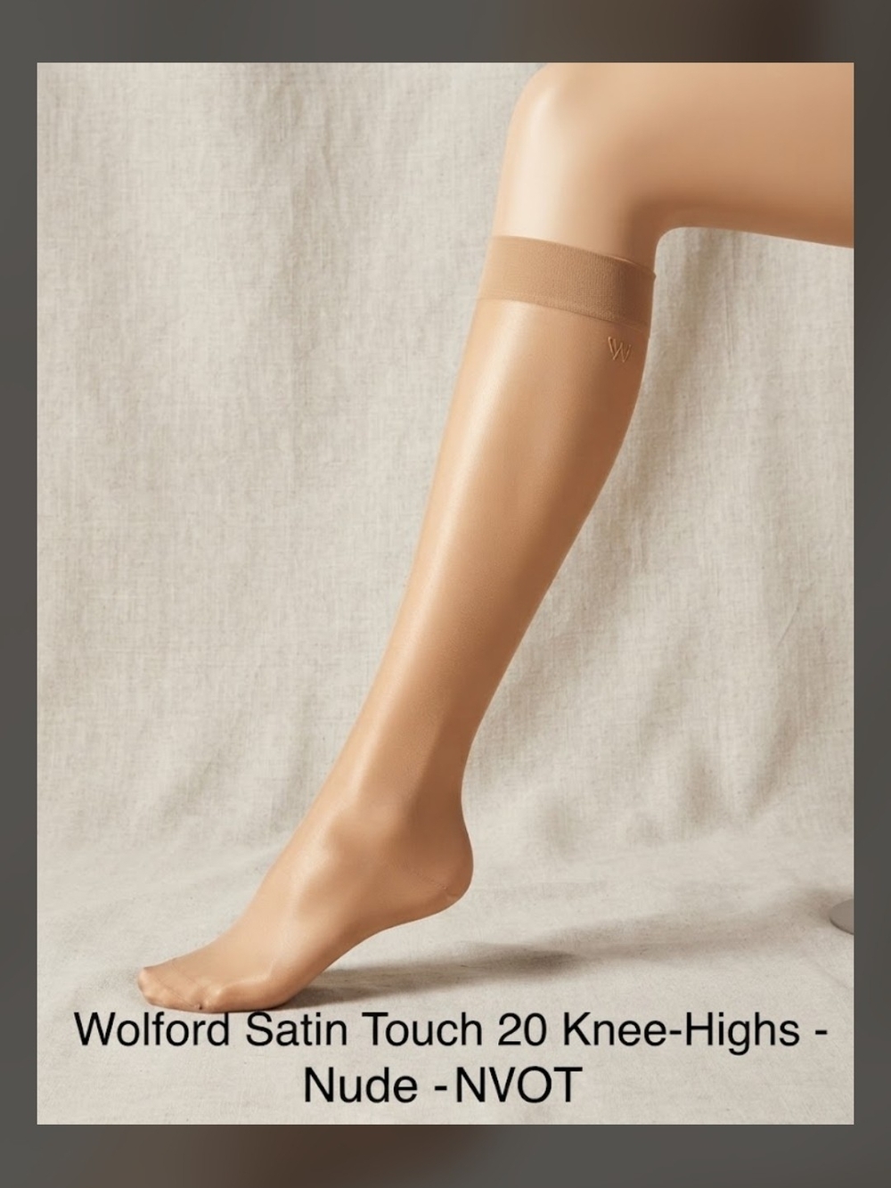 ​NWT Luxury Austrian Wolford Satin Touch 20 Knee-Highs Sz M Nude